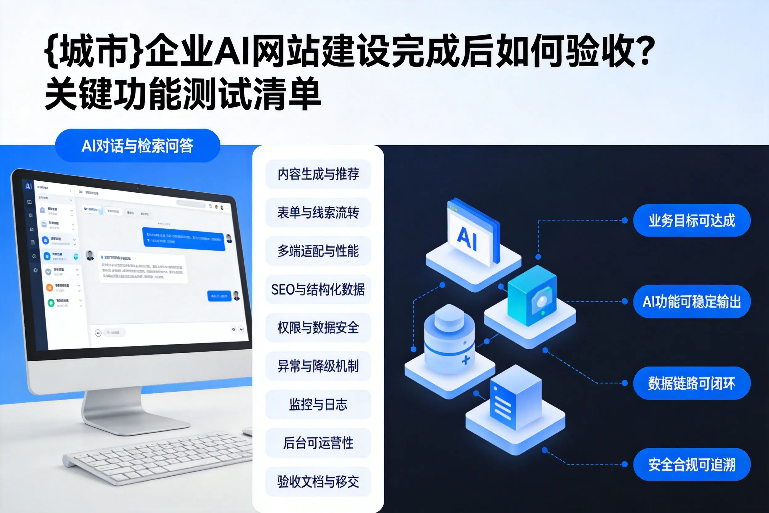 琼中企业AI网站建设完成后如何验收？关键功能测试清单