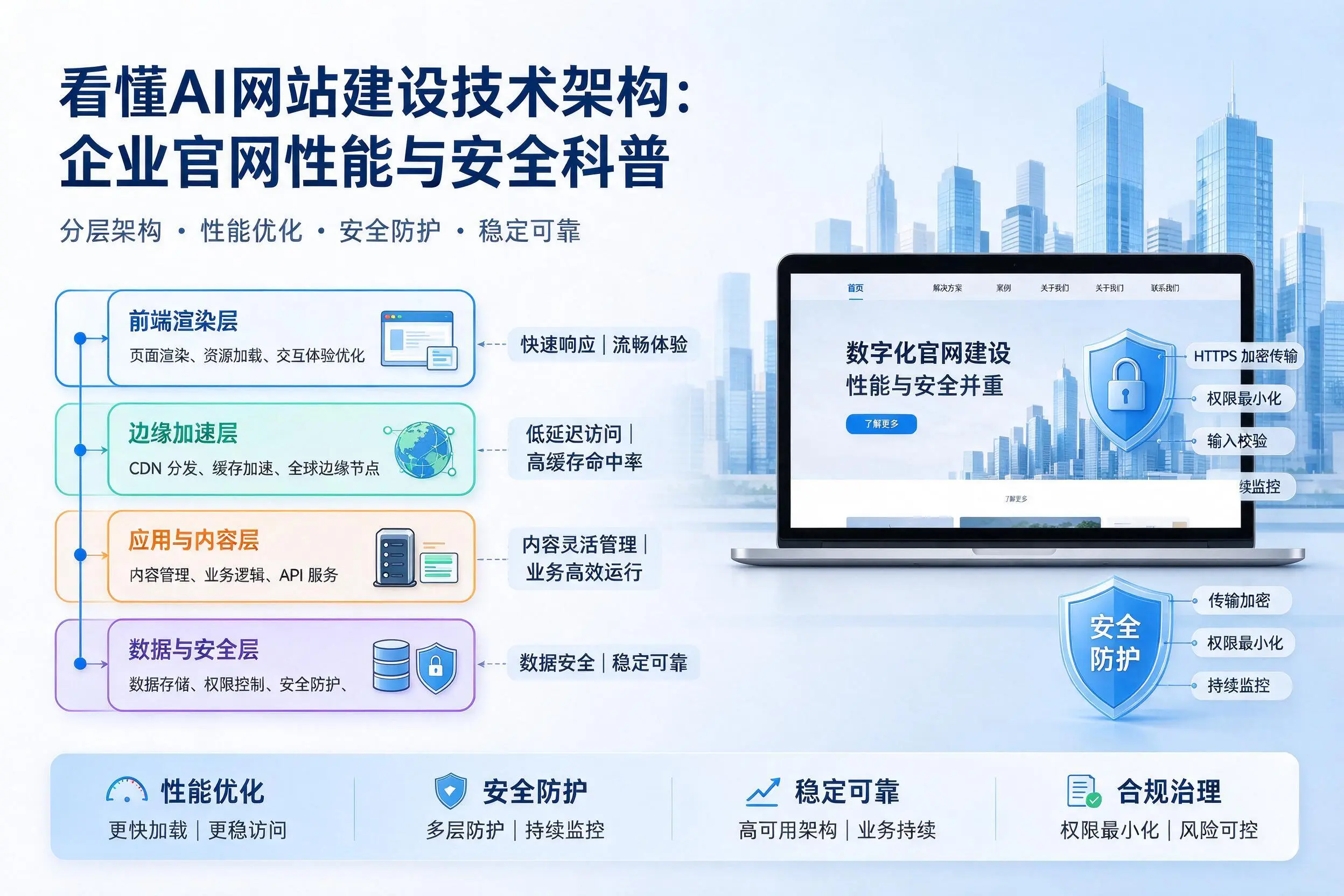 看懂AI网站建设技术架构:琼中企业官网性能与安全科普