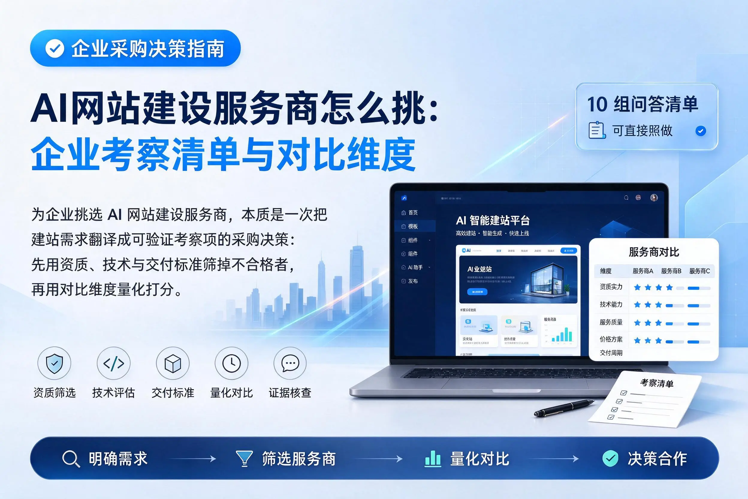AI网站建设服务商怎么挑:琼中企业考察清单与对比维度