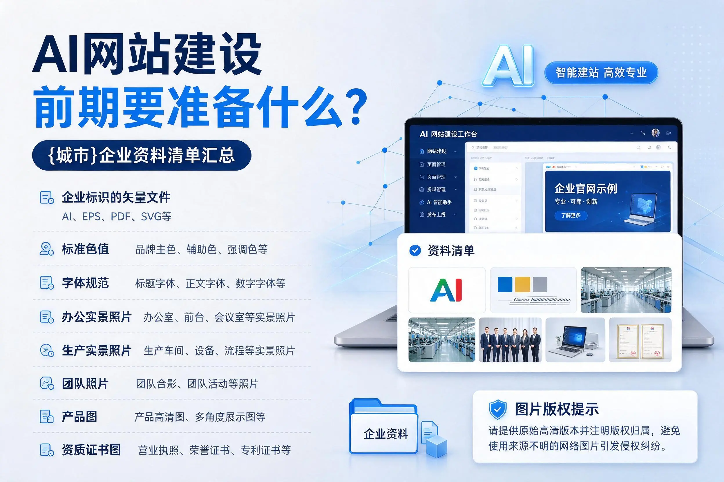AI网站建设前期要准备什么?琼中企业资料清单汇总