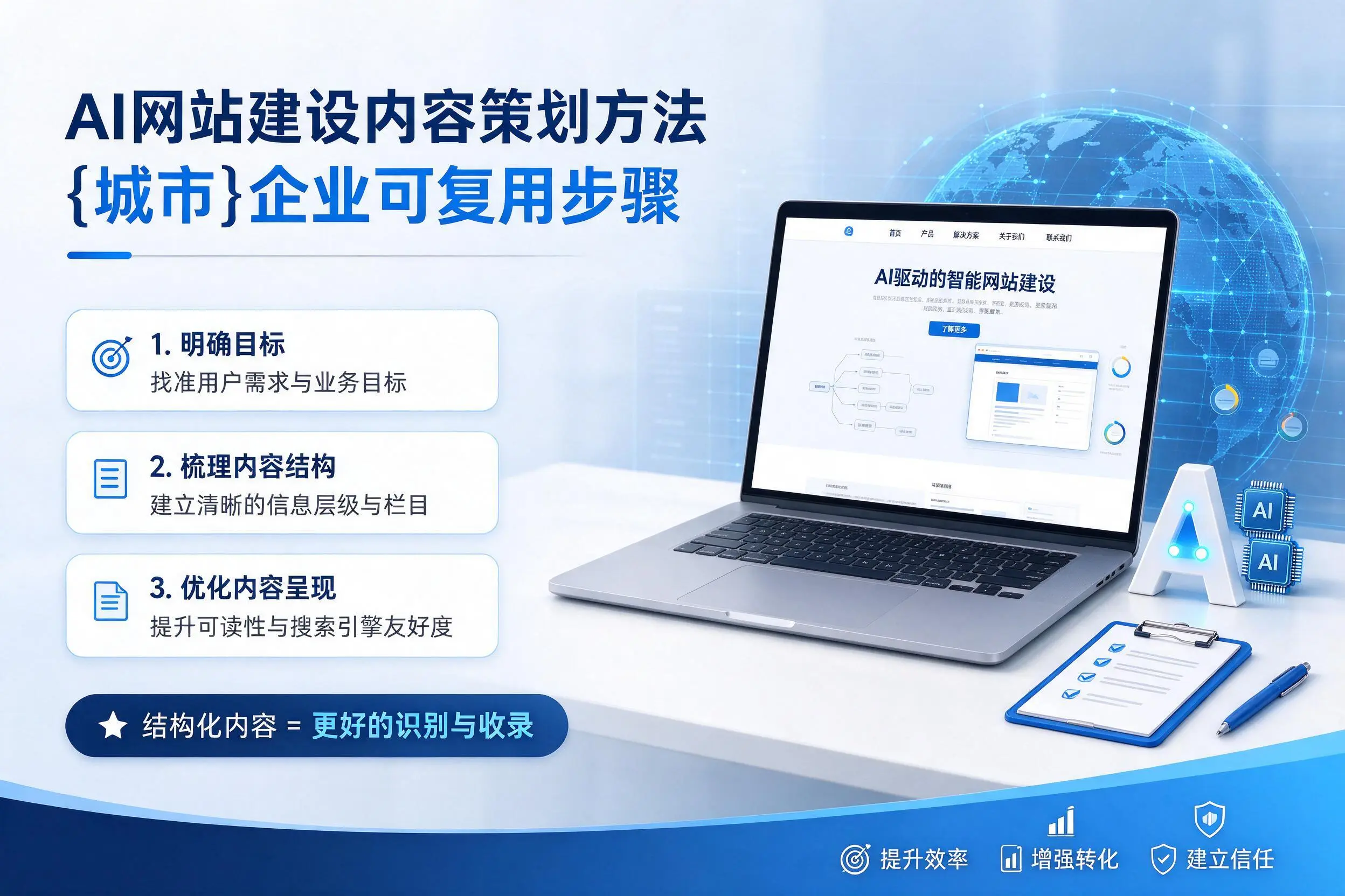 AI网站建设内容策划方法,琼中企业可复用步骤